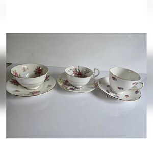 Floral Cup and Saucers Lot Vintage Vtg